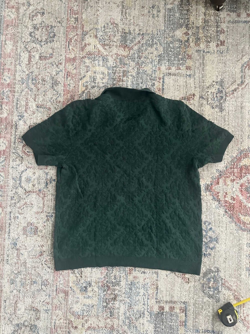 Abercrombie & Fitch Dark Green Short-Sleeve Textured Polo